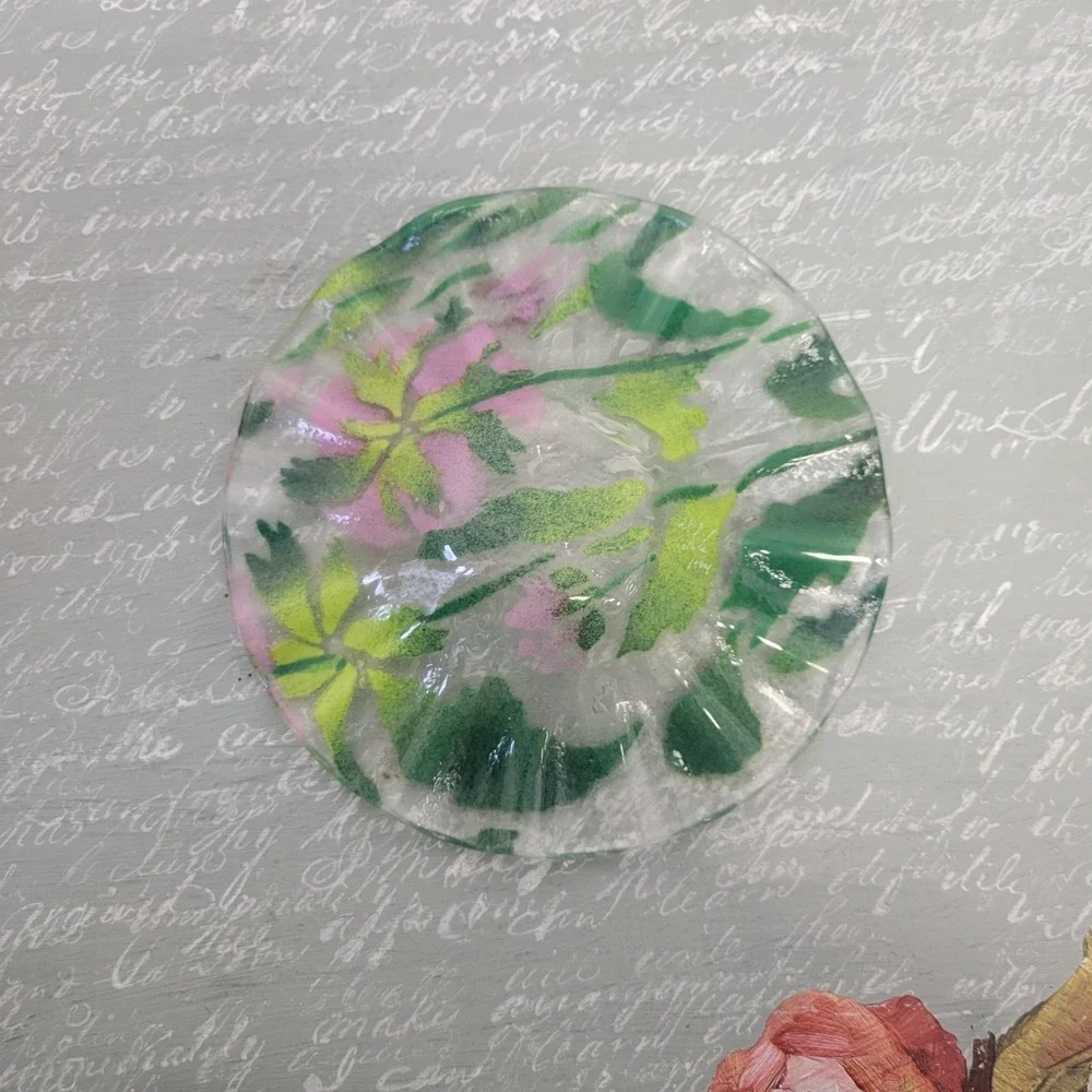 Purple‎ Floral Fused Glass Bowl